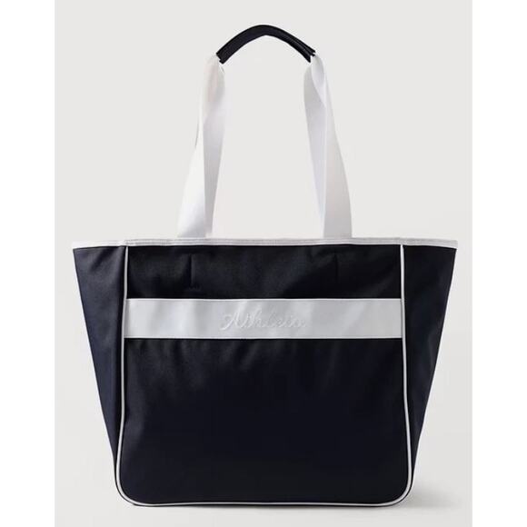 NEW Athleta All About Canvas Large Tote Weekend Bag Market Navy White Trim NWT - Picture 2 of 4